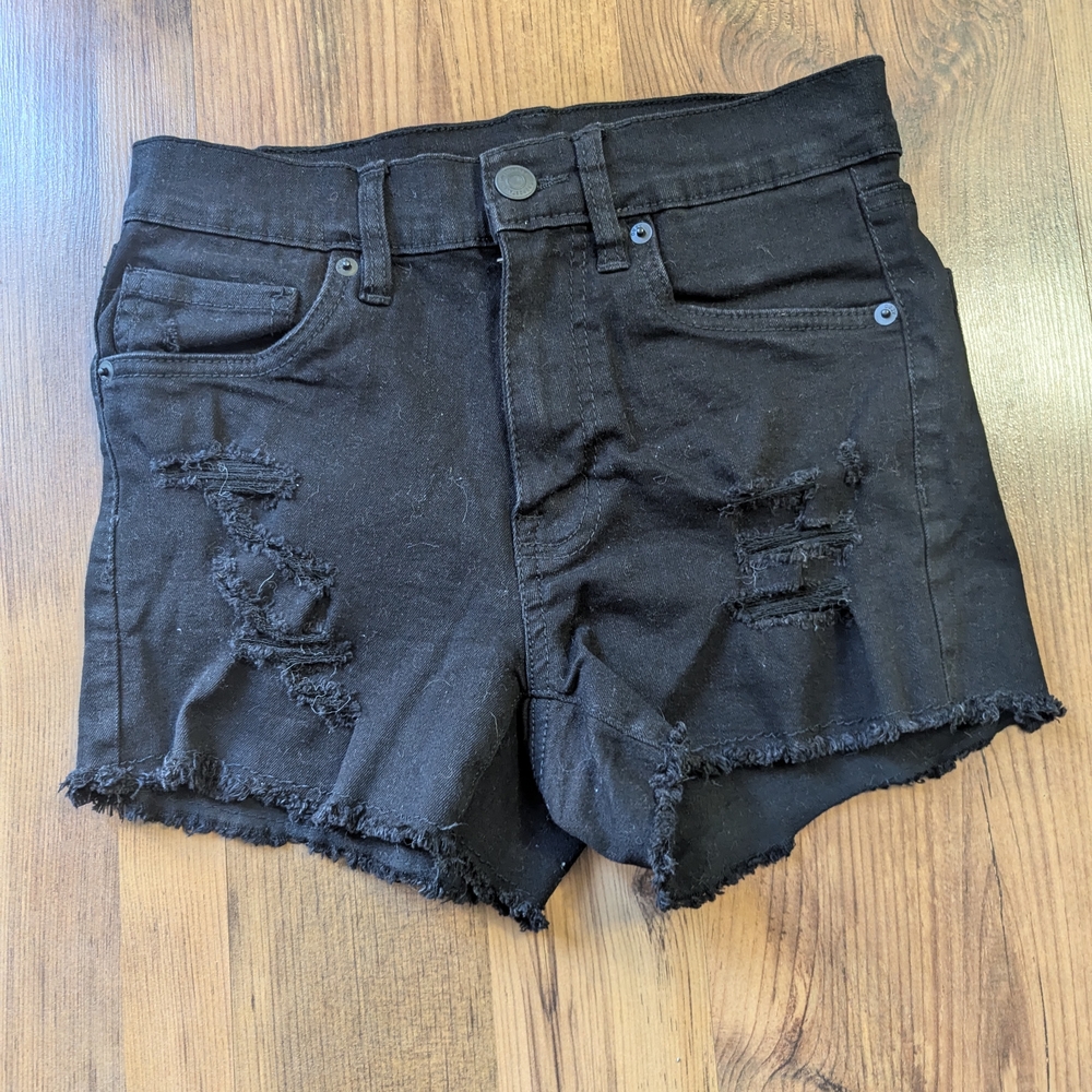 Aeropostale Black Distressed Jean Shorts